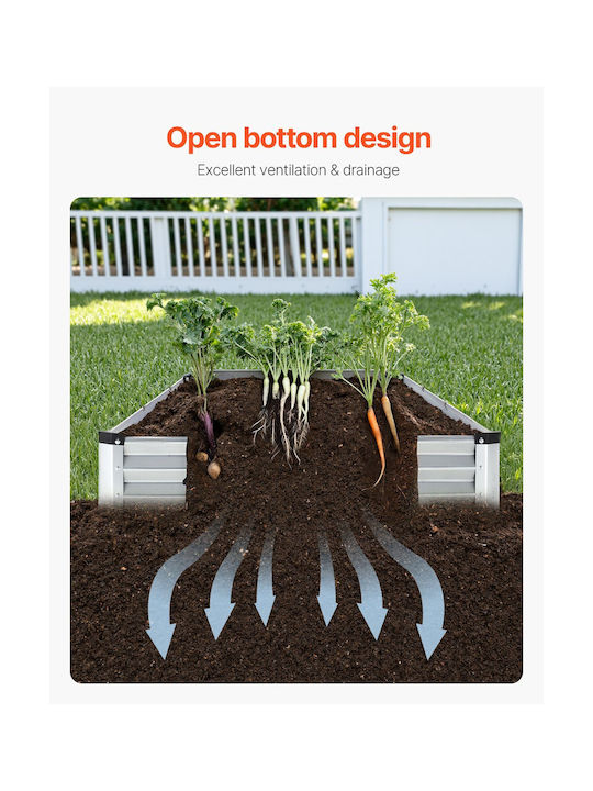 Vevor Planter Box Metallic Silver 365.76x121.92x30.48cm.
