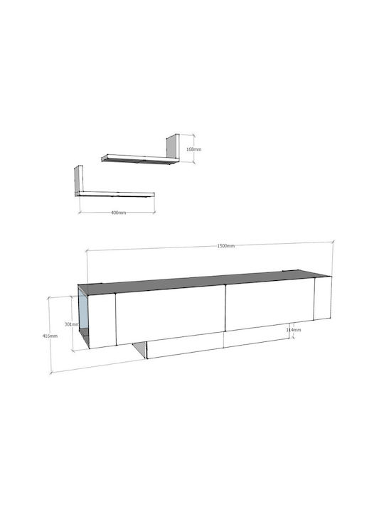 TV Stand Matera White L150xD31.5xH41.6cm