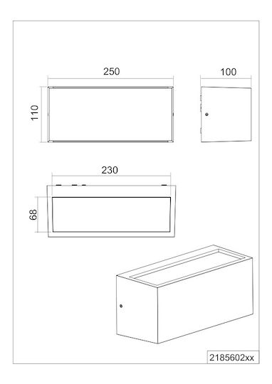 Trio Lighting Стенен Външен Плафон E14 IP44 Двоен лъч 25x10x11εκ.