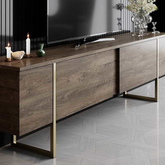 Έπιπλο Τηλεόρασης Luxe Καρυδί - Χρυσό Μ180xΠ30xΥ50cm
