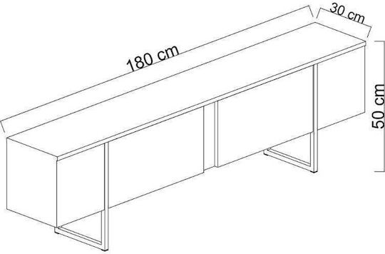 Έπιπλο Τηλεόρασης Luxe Καρυδί - Χρυσό Μ180xΠ30xΥ50cm
