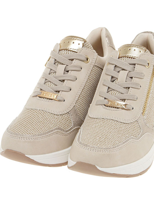 Wedges Sneakers Beige Glitter