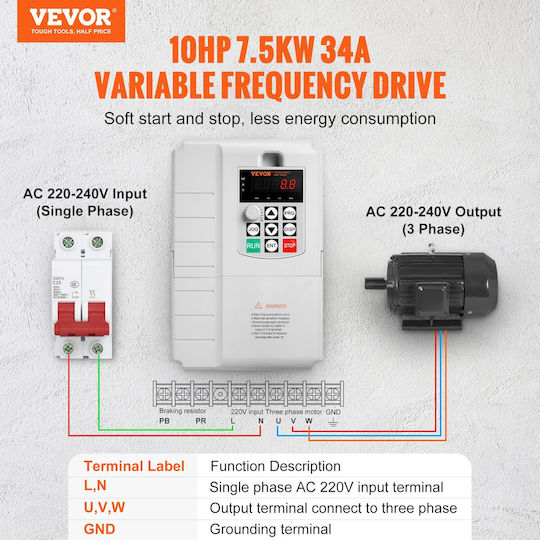 Vevor Κινητήρας Βιομηχανικών Εγκαταστάσεων BPDSQ10HP0005U6U2V7