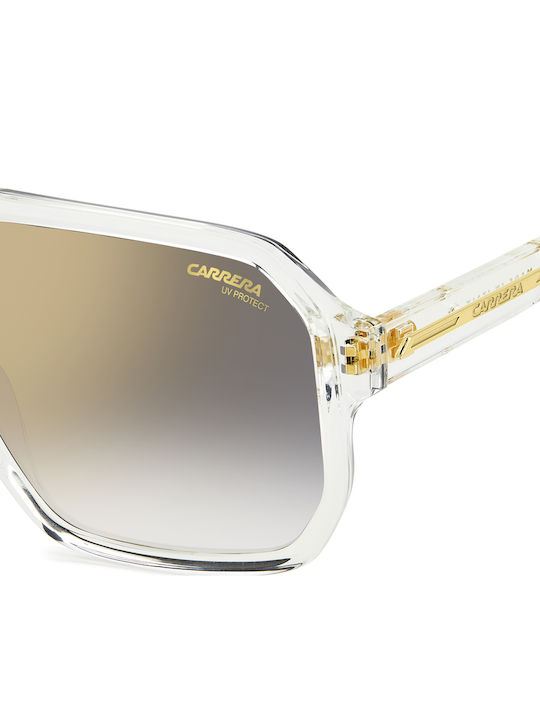 Carrera Unisex Sunglasses With Transparent Horn-Rimmed Frame And Grey Gradient Lens 01/S 900/FQ
