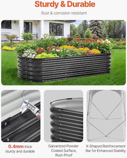 Vevor Metallische Pflanzgefäß Dunkelgrau 6,56x42,67cm