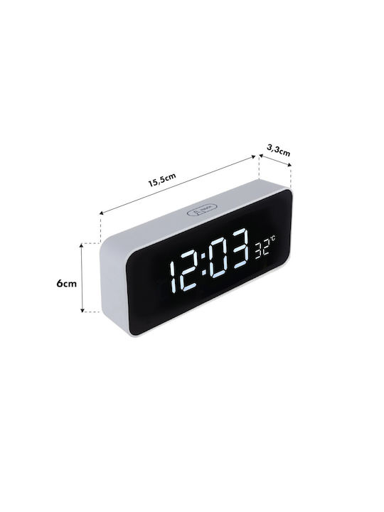 Green Blue Tabletop Digital Clock with Alarm White GB397