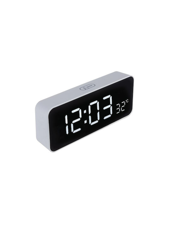 Green Blue Tabletop Digital Clock with Alarm White GB397