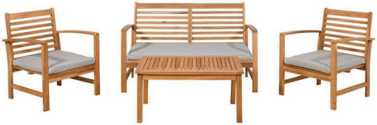 Living Room Set 4 Pieces Walnut With Pillows