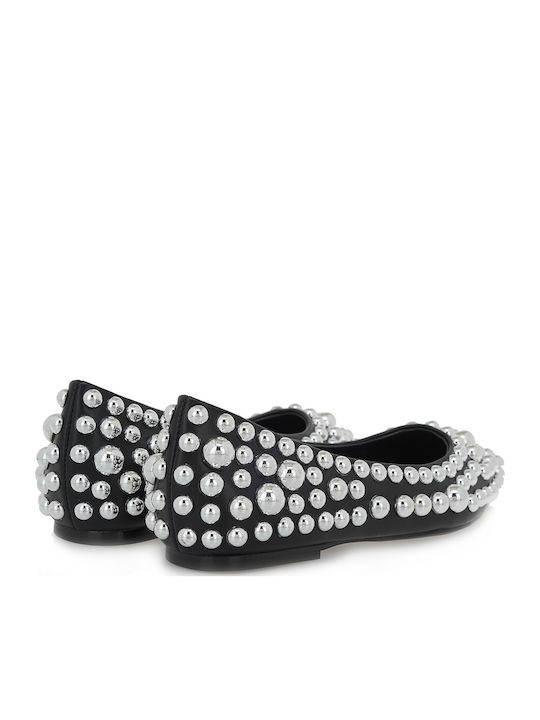 Synthetic Leather Pointy Ballerinas Black