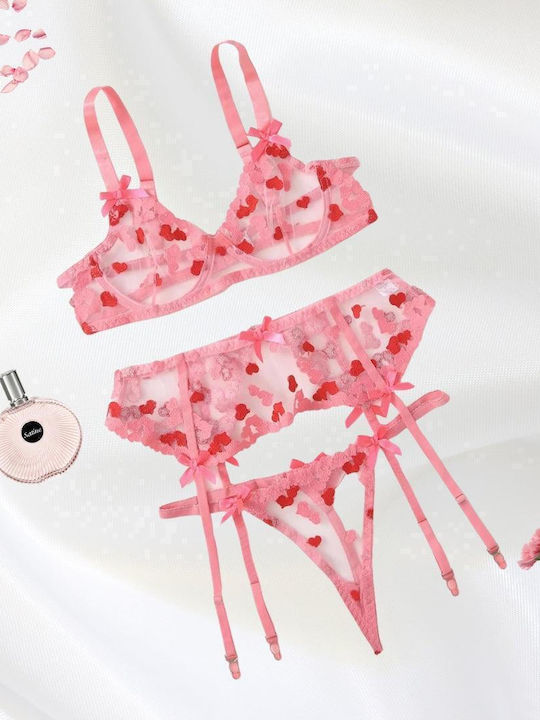Dyana Set de Lenjerie Sutien cu Șir de caractere Roz