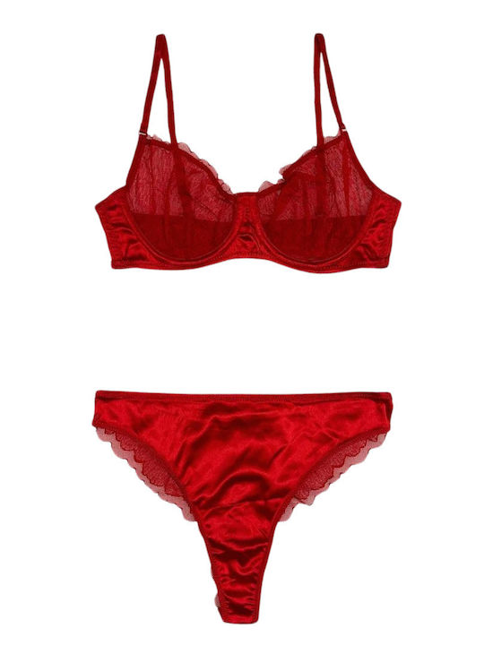 Dyana Underwear Set with Bra & Brazil Red
