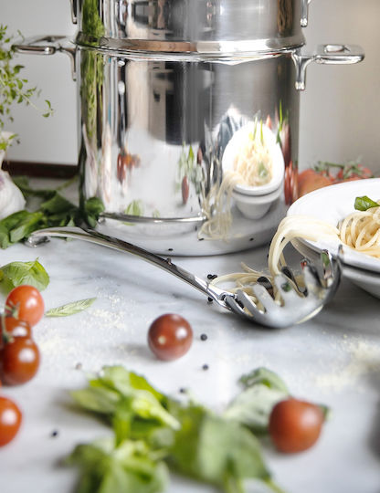 Robert Welch Deep Pasta Spoon Colander Stainless Steel 31.2cm