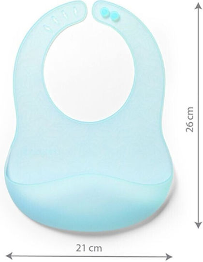 Babyono Waterproof Silicone Bib with Button & Pocket Turquoise for 6 Months+