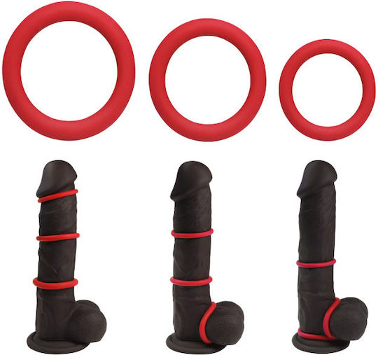 Red Cock Rings 3 Pieces