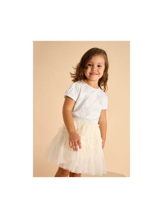 Mayoral Kids Tulle Skirt Ecru