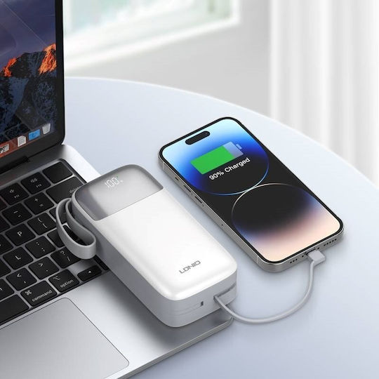 Ldnio PQ30 Power Bank 30000mAh 20W με 2 Θύρες USB-A και Θύρα USB-C Power Delivery Λευκό