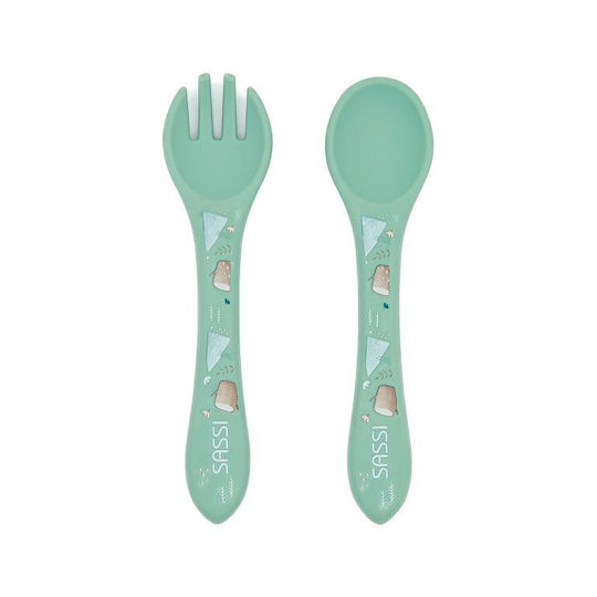 Sassi Junior Baby Set with Fork made of Silicone 2pcs