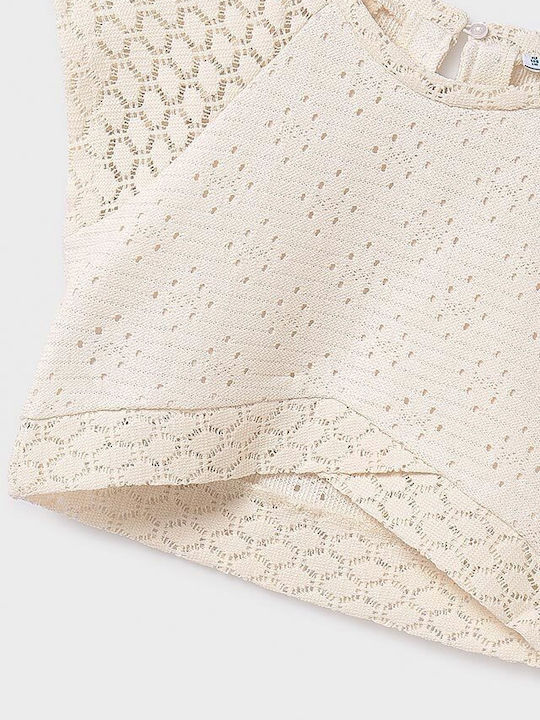 Kids' Crop Top Short Sleeve Beige