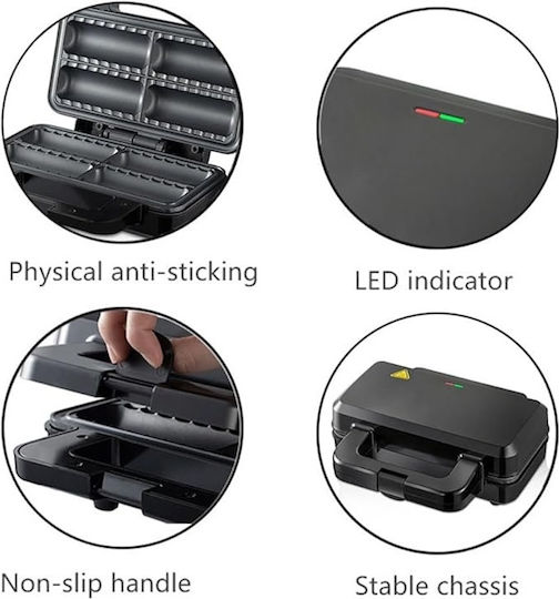 Aparat electric pentru 4 rulouri de cârnați sau plăcinte umplute simultan Raf R529 800 W Negru