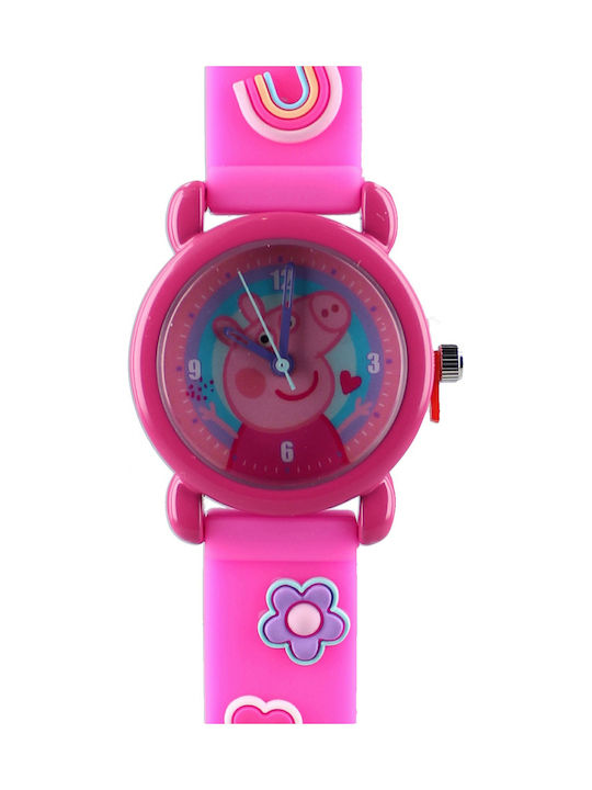 Peppa Pig Kinder-Analoguhr mit Kautschuk/Plastikarmband Fuchsie