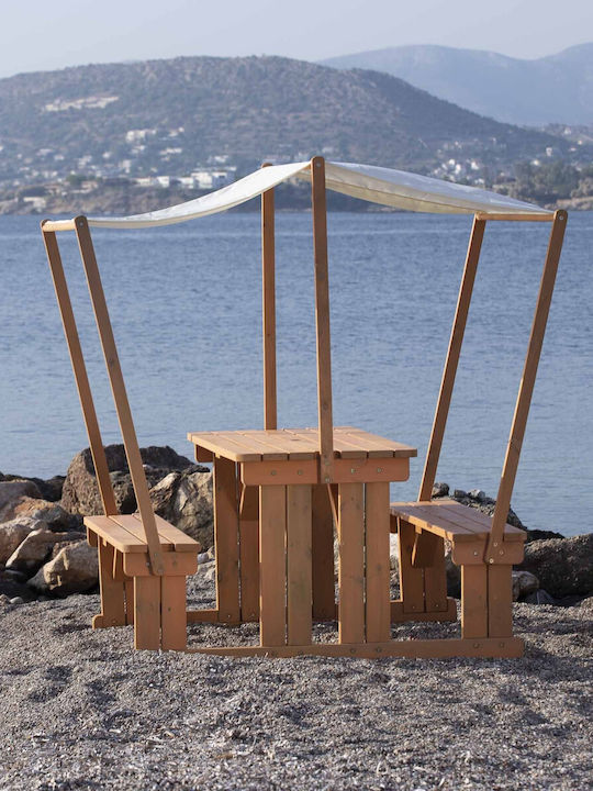 Outdoor Dinner Free Standing Wood Table Natural 140x159x85cm