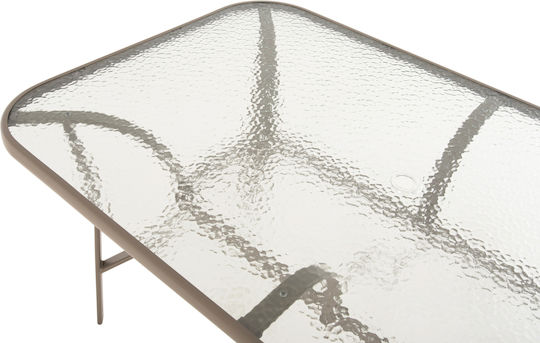 Table for Small Outdoor Spaces Metal with Glass Surface Bruno Champagne 38x38x72cm