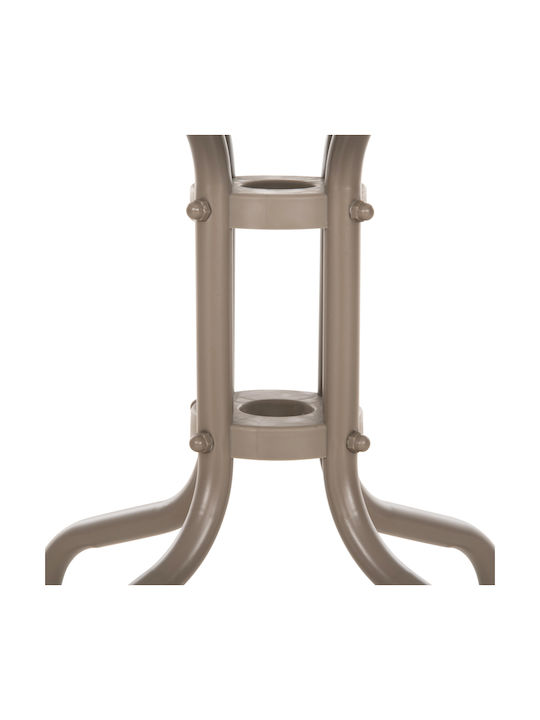 Auxiliary Table for Small Outdoor Spaces Metal with Glass Surface Figo Champagne 45x45x51cm