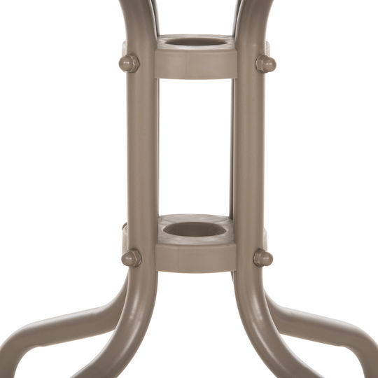 Auxiliary Table for Small Outdoor Spaces Metal with Glass Surface Figo Champagne 45x45x51cm