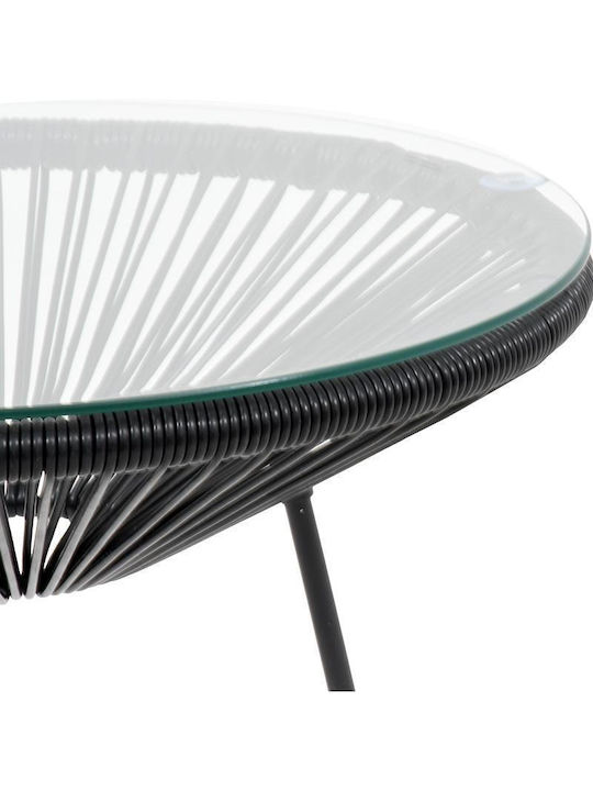 Morena Auxiliary Outdoor Free Standing Table with Glass Surface and Metal Frame Black 50x50x45cm