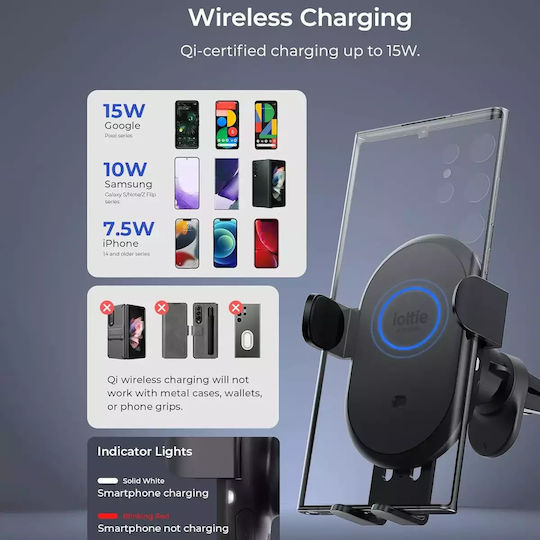 iOttie Auto Sense 2 Wireless Car Mobile Mount with Adjustable Hooks Black