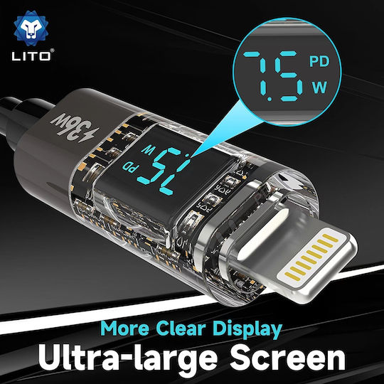 Lito LED USB 2.0 Kabel USB-C männlich - USB-C 100W PD Schwarz 1,2m