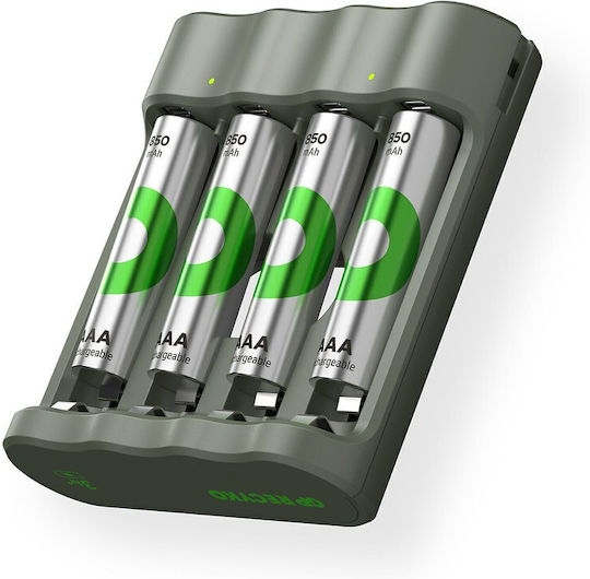 GP Batteries ReCyko USB Charger 4 Batteries Size AA/AAA Set with 4 Batteries