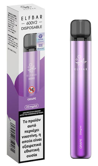 Elf Bar Disposable Electronic Cigarette 600 Puffs Grape 2ml 20mg Purple