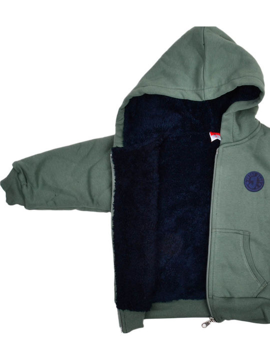 Kids Cardigan Cotton with Hood Green