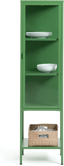 Boden Wohnzimmer Vitrine aus Metallisch mit Verglastem Grün 42.4x35.3x159.5cm
