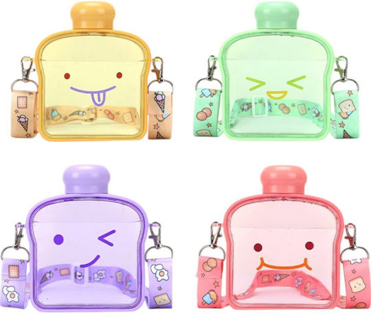 Pink Toast Bread Water Bottle 380ml Emoji Adjustable Strap Queen Mother