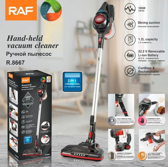 Raf R8667 Reîncărcabilă Aspirator 2 în 1 Stick & De Mână 22.2V Neagră