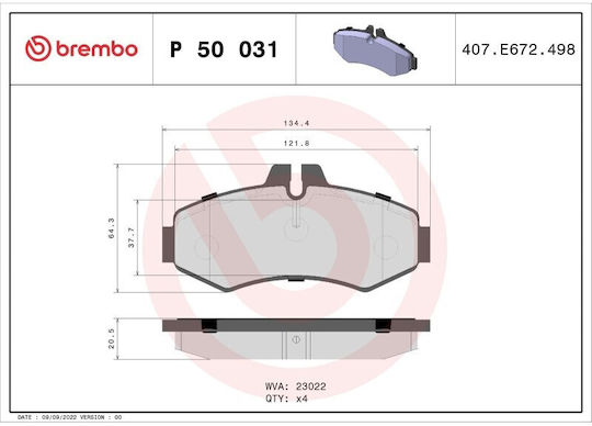 Brembo Brake Pad Rear for Mercedes-Benz Vito
