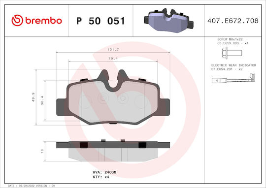 Brembo Brake Pad Rear for Mercedes-Benz Viano