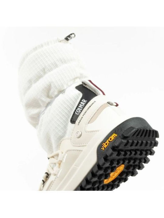Warmer Leder Damenstiefel mit Gummizug Weiß