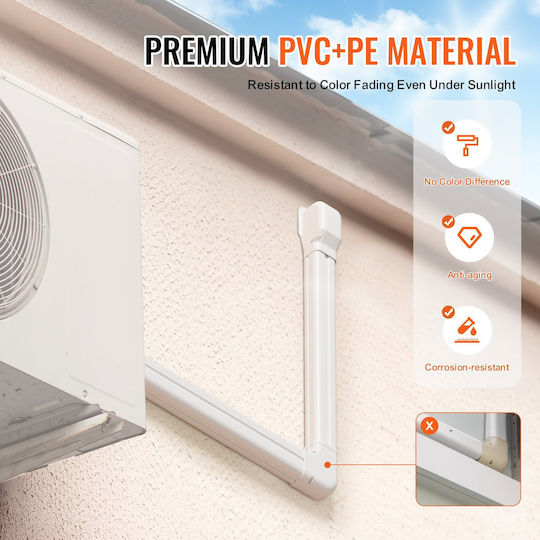 Set de Acoperire pentru Conducte Mini Split Vevor 76,2mm Lățime 3110mm Lungime PVC Conductă Decorativă pentru Aer Condiționat 5 Conducte Drepte & Accesorii Complete Instalare Ușoară Vopsibilă Pompe de Căldură Alb