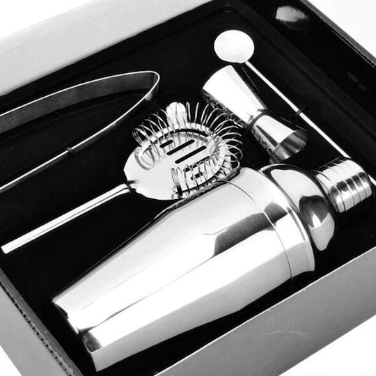Cocktail Set Shaker Jigger Spoon Strainer Tongs 5pcs