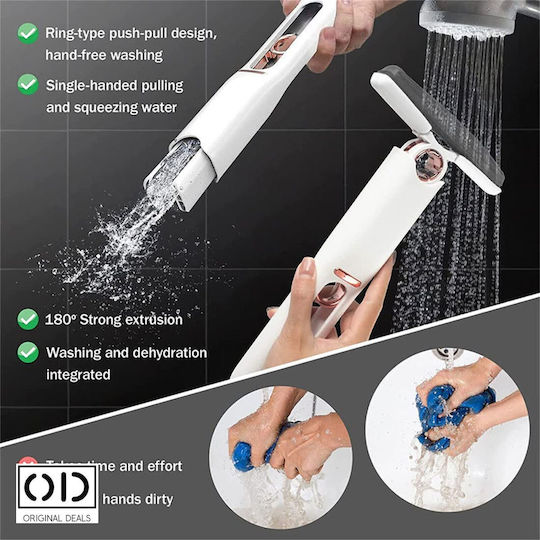 Hand Mop Automatic Liquid Self-stopping System Cleaning Windows Furniture Multisurfaces Removes Water Dust Hair Dirt 2 Sponges Included In Package Origin