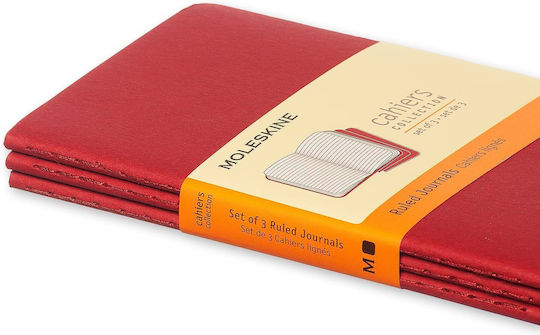 Moleskine Cahier Сет 3 Тетрадки На райета Червен