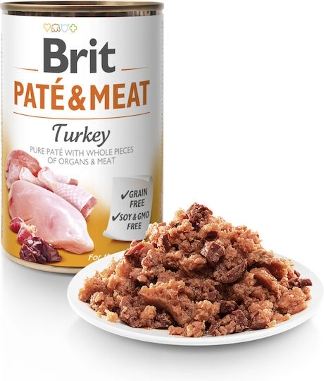 Brit Paté & Meat Wet Food Dogs in Cans with Turkey Grain-Free 400gr