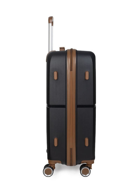 Newcom Medium Travel Suitcase Hard Black with 4 Wheels Height 67cm N1596/60