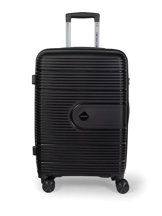 Newcom Hard Black Suitcases with 4 Wheels Set 3pcs