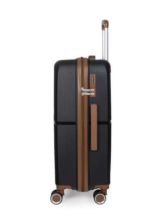 Newcom Large Travel Suitcase Hard Black with 4 Wheels Height 76cm N1596/70