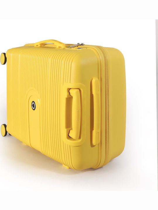 Newcom Medium Travel Suitcase Hard Yellow with 4 Wheels Height 64cm N1594/60