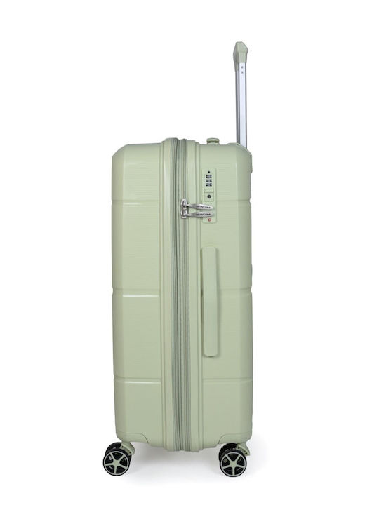 Newcom Medium Travel Suitcase Hard Green with 4 Wheels Height 66cm N1595/60